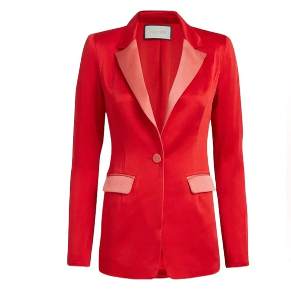 ALEXIS Nevra Satin Trim Blazer Jacket In Red Size XS - Picture 4 of 14